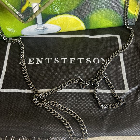 Kent Stetson Envelope Purse Chain Crossbody Clutch Handbag Margarita Glass Slim - Picture 5 of 8